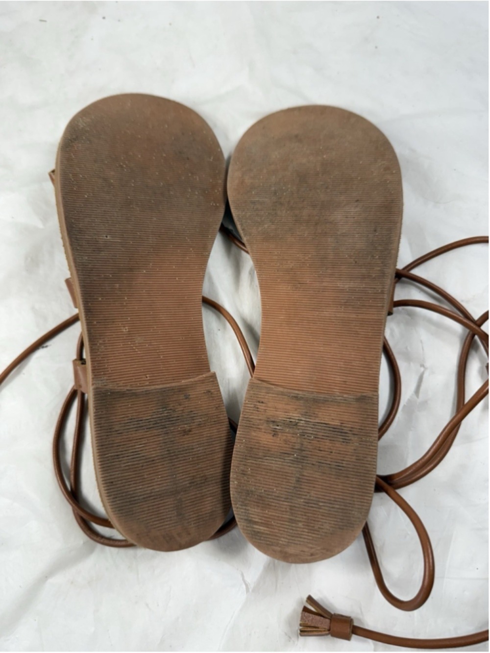 Abercrombie & Fitch Lace Up Gladiator Sandals size 6.5 Brown Strappy Cottagecore - Picture 5 of 15